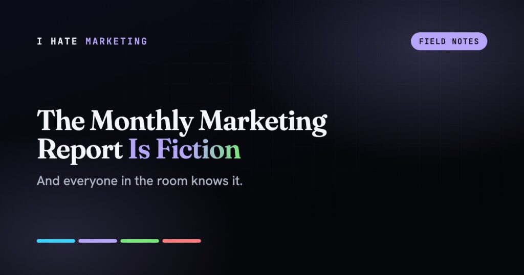 The Monthly Marketing Report Is Fiction and Everyone in the Room Knows It